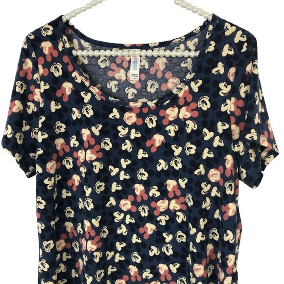 LuLaRoe High Low Tunic Blouse Top Disney Mickey Mouse Scoop Neck Blue Size M - Picture 3 of 7